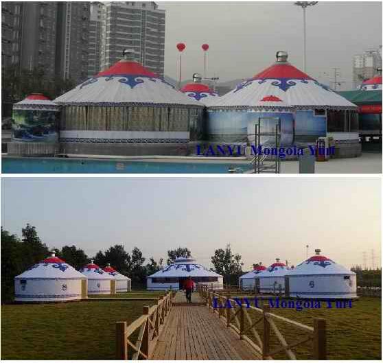 Bên ngoài mái vòm sang trọng Mông Cổ Yurt Ger Tent