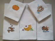 Cute Floral Tea Towels With Embroidered Logo , Custom Printed Tea Towels 